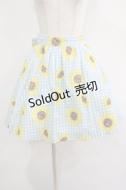画像1: MILK / Summerフラワースカート  サックスギンガム×ヒマワリ H-25-07-02-1018-ML-SK-KB-ZH