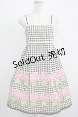 Emily Temple cute / ギンガム＆バラノースリーブワンピース  クロ H-25-07-02-1020-ET-OP-KB-ZH