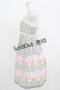 画像2: Emily Temple cute / ギンガム＆バラノースリーブワンピース  クロ H-25-07-02-1020-ET-OP-KB-ZH