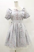 Ank Rouge / RibbonToeShoseレースアップフリルワンピース M サックス H-25-07-03-1054-CA-OP-NS-ZH