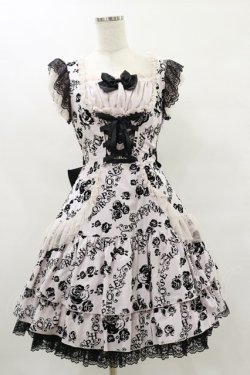 画像1: metamorphose / バラフロッキーあみあげジャンパースカート Free ピンク H-25-07-03-1073-ME-OP-NS-ZH