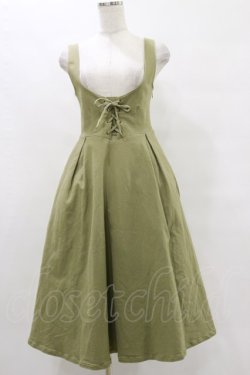 画像1: F&A / フロントレースアップUネックジャンパースカート Free L/GREEN H-25-07-03-1076-LO-OP-NS-ZH