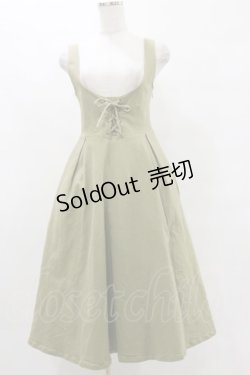 画像1: F&A / フロントレースアップUネックジャンパースカート Free L/GREEN H-25-07-03-1076-LO-OP-NS-ZH