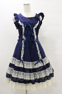 metamorphose / 肩フリルフロント編み上げジャンパースカート（2002年） Free ネイビー H-25-07-03-1077-ME-OP-NS-ZH