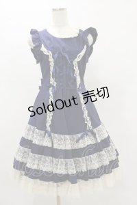 metamorphose / 肩フリルフロント編み上げジャンパースカート（2002年） Free ネイビー H-25-07-03-1077-ME-OP-NS-ZH