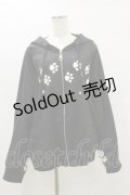 IRO+IRO / 肉球プリント&猫耳フードのSAKANAプリントマウンテンパーカー M ブラック H-25-07-03-1034-LO-TO-NS-ZH