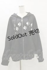 IRO+IRO / 肉球プリント&猫耳フードのSAKANAプリントマウンテンパーカー M ブラック H-25-07-03-1034-LO-TO-NS-ZH