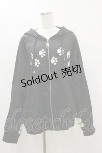 IRO+IRO / 肉球プリント&猫耳フードのSAKANAプリントマウンテンパーカー M ブラック H-25-07-03-1034-LO-TO-NS-ZH
