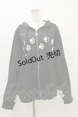 画像1: IRO+IRO / 肉球プリント&猫耳フードのSAKANAプリントマウンテンパーカー M ブラック H-25-07-03-1034-LO-TO-NS-ZH