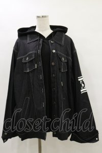 IRO+IRO / デニムジャケット×パーカー お天気カラーのドッキングWeatherトップス Free ブラック/イエロー H-25-07-03-1037-LO-JA-NS-ZH