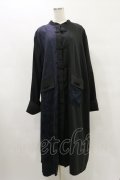 IRO+IRO / ユニセックス チャイナ マキシシャツ M~L ブラック/ネイビー H-25-07-03-1038-LO-OP-NS-ZH