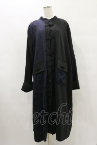 IRO+IRO / ユニセックス チャイナ マキシシャツ M~L ブラック/ネイビー H-25-07-03-1038-LO-OP-NS-ZH