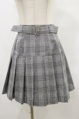 Jamie エーエヌケー / ベルト付きプリーツスカート M ブラック H-25-07-03-1041-LO-SK-NS-ZH
