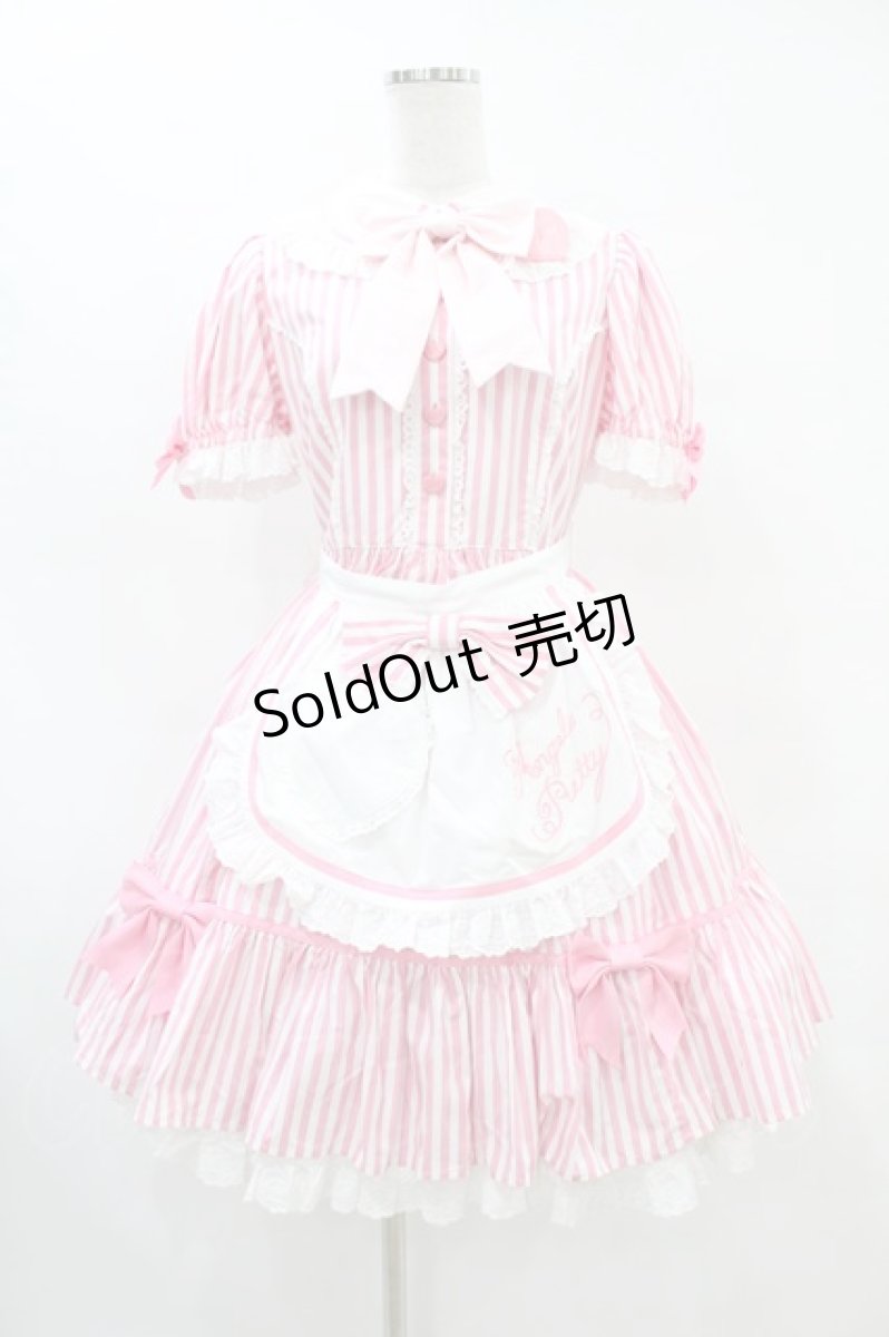 画像1: Angelic Pretty / リリカルバニーストライプダイナーワンピース Free ピンク H-25-07-03-020-AP-OP-NS-ZH (1)
