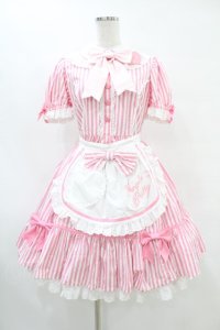 Angelic Pretty / リリカルバニーストライプダイナーワンピース Free ピンク H-25-07-03-020-AP-OP-NS-ZH