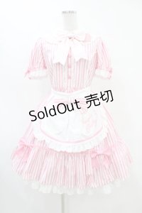 Angelic Pretty / リリカルバニーストライプダイナーワンピース Free ピンク H-25-07-03-020-AP-OP-NS-ZH