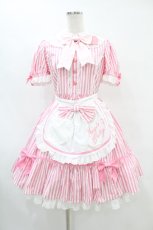 画像1: Angelic Pretty / リリカルバニーストライプダイナーワンピース Free ピンク H-25-07-03-020-AP-OP-NS-ZH (1)