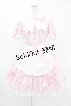 画像1: Angelic Pretty / リリカルバニーストライプダイナーワンピース Free ピンク H-25-07-03-020-AP-OP-NS-ZH