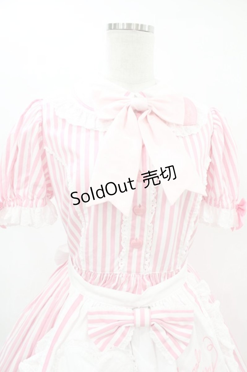 画像4: Angelic Pretty / リリカルバニーストライプダイナーワンピース Free ピンク H-25-07-03-020-AP-OP-NS-ZH (4)