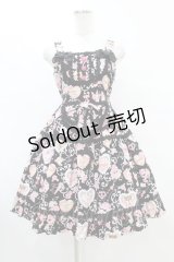 BABY,THE STARS SHINE BRIGHT / ハートマーブルチョコレートとシュガーコーテッドクッキー柄ティアードジャンパースカート S ブラック H-25-07-03-024-BA-OP-NS-ZH