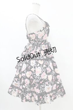 画像3: BABY,THE STARS SHINE BRIGHT / ハートマーブルチョコレートとシュガーコーテッドクッキー柄ティアードジャンパースカート S ブラック H-25-07-03-024-BA-OP-NS-ZH