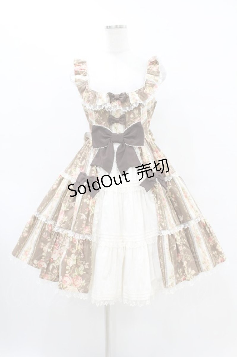画像1: Angelic Pretty / Rosy Rose Princessジャンパースカート Free ブラウン H-25-07-03-025-AP-OP-NS-ZH (1)
