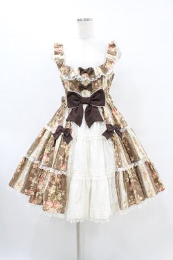 画像1: Angelic Pretty / Rosy Rose Princessジャンパースカート Free ブラウン H-25-07-03-025-AP-OP-NS-ZH