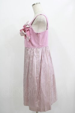 画像2: Jane Marple / リボンストライプノースリーブワンピース  ピンク H-25-07-04-027-JM-OP-KB-ZH