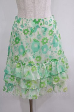 画像1: Jane Marple / リーフフラワーオパールスカート  オフ×グリーン H-25-07-04-030-JM-SK-KB-ZH