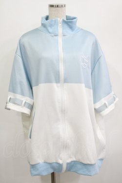 画像1: ACDC RAG / ドットネコジャージジャケット［半袖］  ホワイト×パステルブルー H-25-07-04-034-PU-JA-KB-ZH