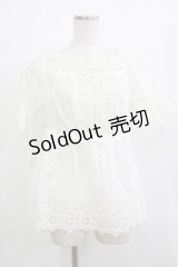 Jane Marple Dans Le Salon / カットワークレースチュニックブラウス  白 H-25-07-04-043-JM-BL-KB-ZH