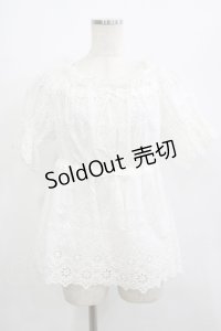 Jane Marple Dans Le Salon / カットワークレースチュニックブラウス  白 H-25-07-04-043-JM-BL-KB-ZH