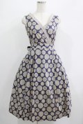 Jane Marple / プリントカシュクール風ワンピース  ネイビー H-25-07-04-005-JM-OP-KB-ZH