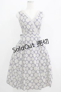 Jane Marple / プリントカシュクール風ワンピース  ネイビー H-25-07-04-005-JM-OP-KB-ZH