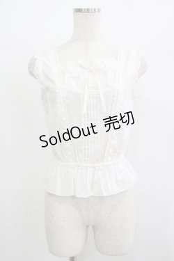画像1: Jane Marple / ピンタックフリルノースリーブビスチェブラウス  白 H-25-07-04-050-JM-BL-KB-ZH