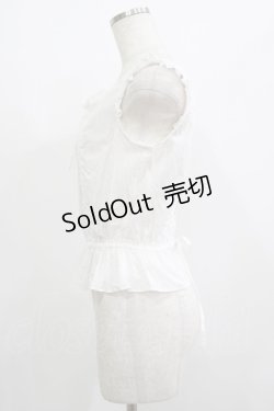 画像2: Jane Marple / ピンタックフリルノースリーブビスチェブラウス  白 H-25-07-04-050-JM-BL-KB-ZH