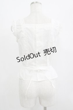 画像3: Jane Marple / ピンタックフリルノースリーブビスチェブラウス  白 H-25-07-04-050-JM-BL-KB-ZH