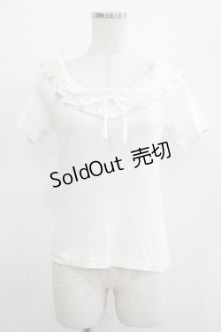 画像1: Jane Marple / フラワーカットワークレース半袖トップス  白 H-25-07-04-054-JM-TO-KB-ZH