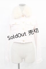 JESUS DIAMANTE / FOXファーデニムジャケット 38 ピンク H-25-07-04-1025-JE-JA-NS-ZH