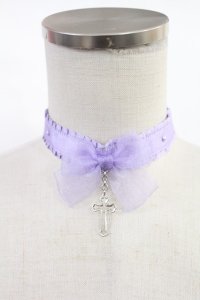 Angelic Pretty / オーガンジークロスチョーカー  ラベンダー H-25-07-04-1031-AP-AC-YZ-ZH
