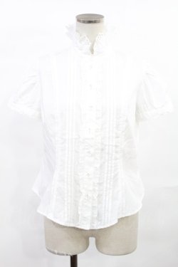 画像1: Angelic Pretty / ロゴ刺繍ネクタイ風ボウタイブラウス Free オフ H-25-07-04-1019-AP-BL-NS-ZH