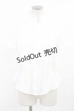 画像1: Angelic Pretty / ロゴ刺繍ネクタイ風ボウタイブラウス Free オフ H-25-07-04-1019-AP-BL-NS-ZH
