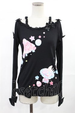 画像1: Angelic Pretty / ジュエリージュレプリントカットソー FREE ブラック H-25-07-04-1023-AP-TO-YZ-ZH