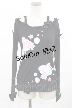 画像1: Angelic Pretty / ジュエリージュレプリントカットソー FREE ブラック H-25-07-04-1023-AP-TO-YZ-ZH