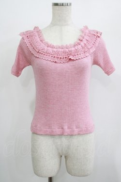 画像1: Jane Marple / トーションレースリブトップス  ピンク H-25-07-04-055-JM-TO-KB-ZH
