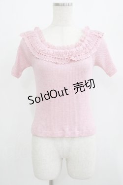 画像1: Jane Marple / トーションレースリブトップス  ピンク H-25-07-04-055-JM-TO-KB-ZH