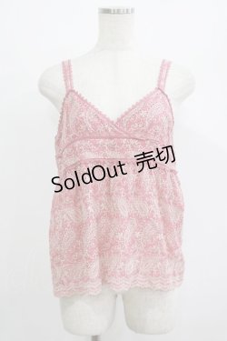 画像1: Jane Marple Dans Le Salon / ラメ刺繍キャミソール  ピンク H-25-07-04-057-JM-TO-KB-ZH