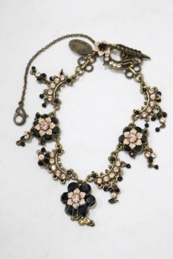 画像1: Michal Negrin / フラワーストーンブレスレット  ブラック×ピンク H-25-07-04-069-LO-AC-KB-ZH