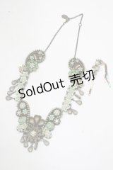 Michal Negrin / フラワーレースストーンネックレス＆ピン  グリーン H-25-07-04-071-LO-AC-KB-ZH