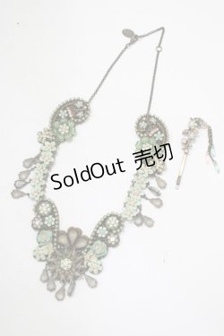画像1: Michal Negrin / フラワーレースストーンネックレス＆ピン  グリーン H-25-07-04-071-LO-AC-KB-ZH
